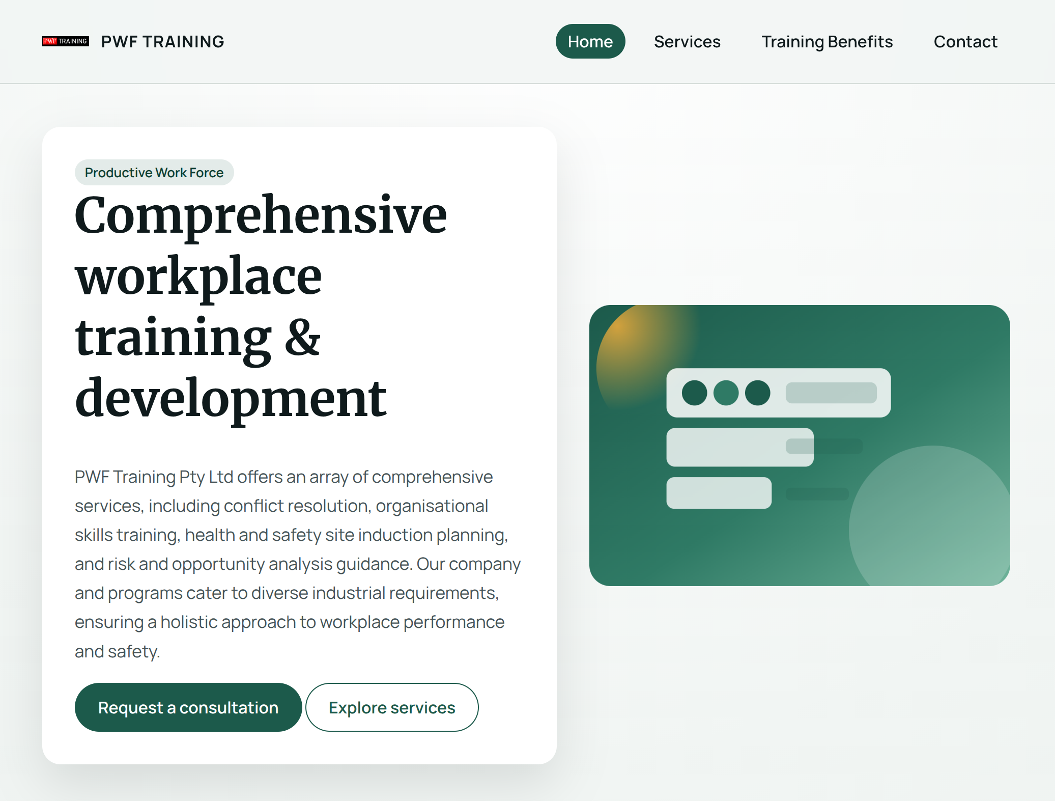 PWF Training website preview